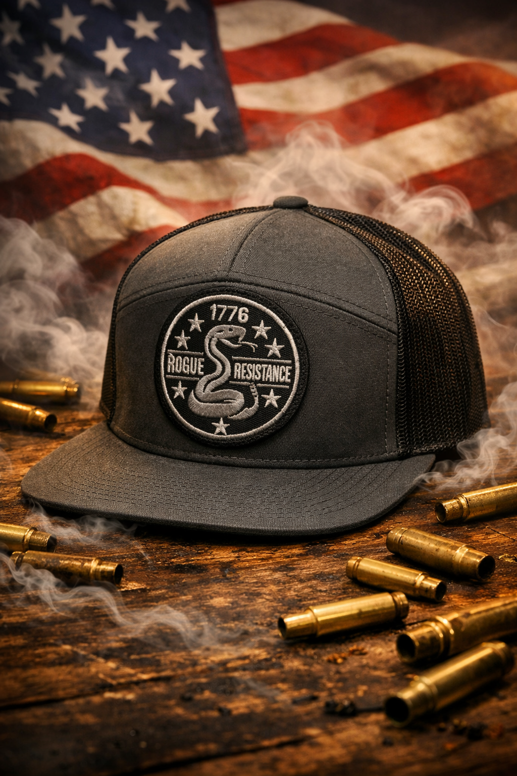 Snake 7 Panel Snapback Hat — Don't Tread on Me